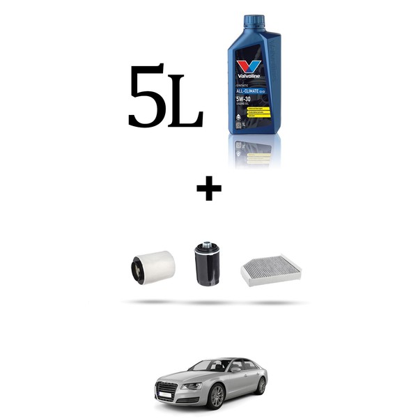 Hoffcar Set Service 3 Filter Und 5L ÖL FüR Audi A8 (4H) 2.0 Hybrid 180Kw Von 2-image
