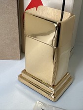 Pre 1967 #4 Zippo Barcroft Table Lighter / Plain GOLD Plated / Mint In The Box