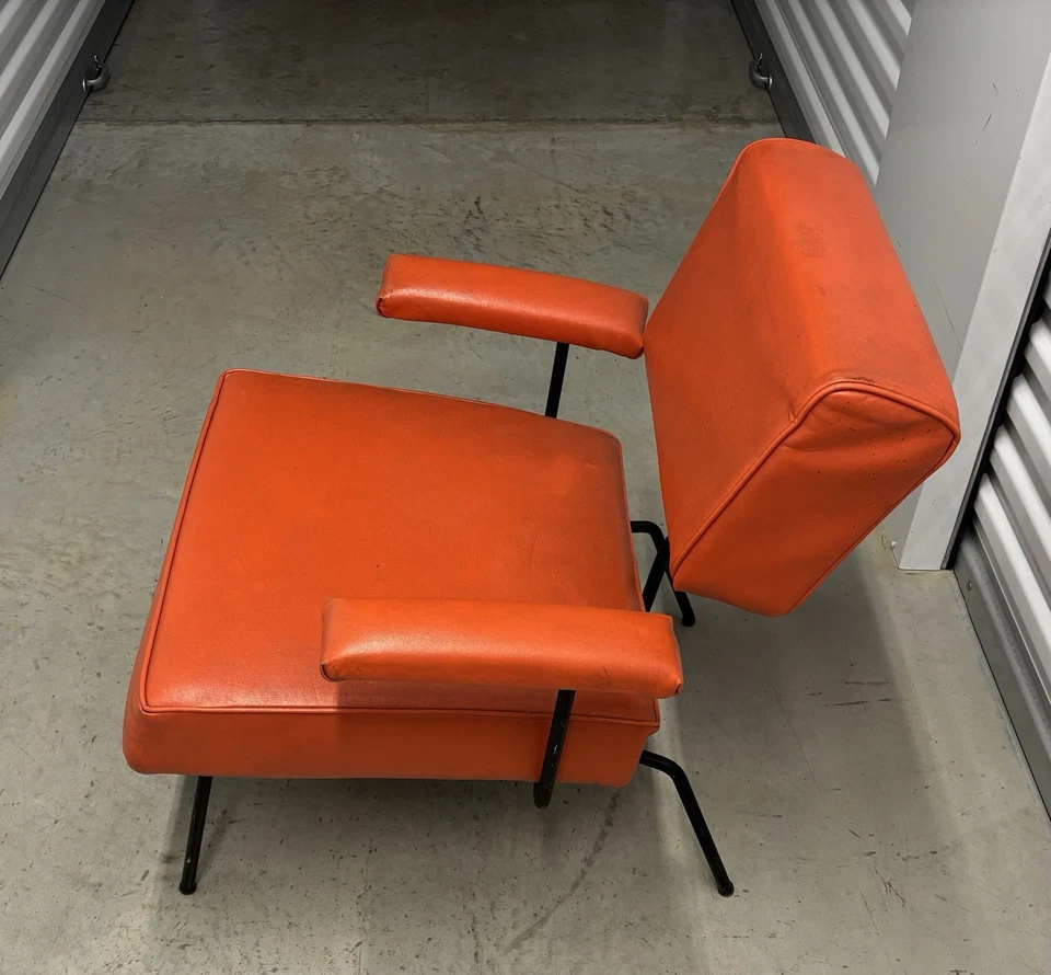 Sillón Adrian Pearsall naranja con marco de hierro - vintage mediados de siglo - ¡raro! Foto 3 de 4