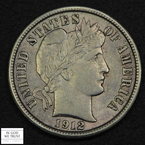 1912 D Barber Silver Dime 10C (AU Almost Uncirculated)