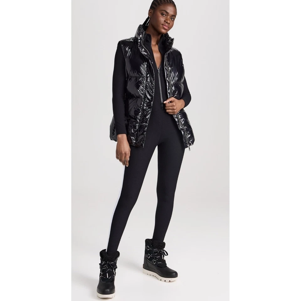 ГОД НАШЕГО черный патент пуховик жилет с ремнем галстук воротник маленький новый с Ярлыками - Изображение 3 из 4