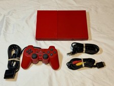 PlayStation 2 Cinnabar Red Slim PS2 SCPH-90000 JAPAN System, Controller, Cables