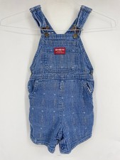 Vintage 90s OshKosh B Gosh 3T Denim Baseball Balls Bats Bibs Overalls Shortalls