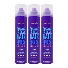3x Aussie Instant Freeze 24-Hour Extreme Hold Hairspray, 10 Oz Original Formula
