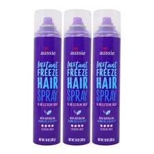 3x Aussie Instant Freeze 24-Hour Extreme Hold Hairspray, 10 Oz *Original Formula