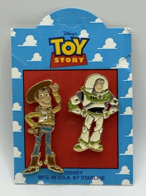 Starline Disney Toy Story Woody Cowboy Buzz Lightyear Enamel Pin Set Vintage USA