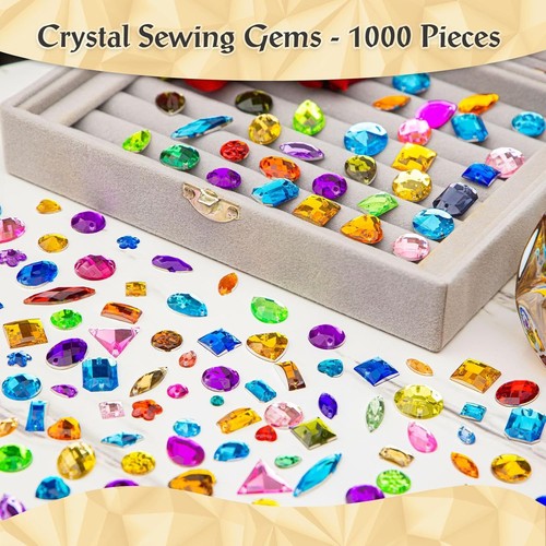 1000 Pieces Sew on Rhinestones Crystals Sewing Gems Large, Multicolor - 第 2/6 張圖片