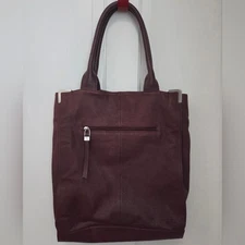 Sondra Roberts Plum Burgundy Leather Tall Tote
