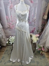 Tia by Benjamin Roberts Beaded Wedding Dress Size 14 - Ivory Bridal Satin Gown