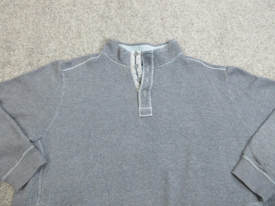 Tommy Bahama 毛衣男式 2XL 灰色纽扣半扣套衫棉混纺休闲 — 第 3/4 张图片
