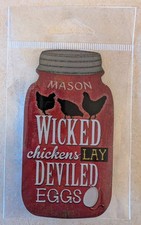WICKED Chickens Lay DEVILED EGGS 4"x2" Fun Novelty Mason Jar Shaped Magnet, New