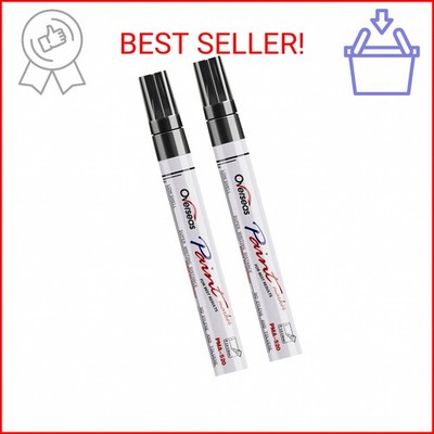 Overseas Permanent Paint Pens Black Markers - 2 Pack Single color Oil Based Pain