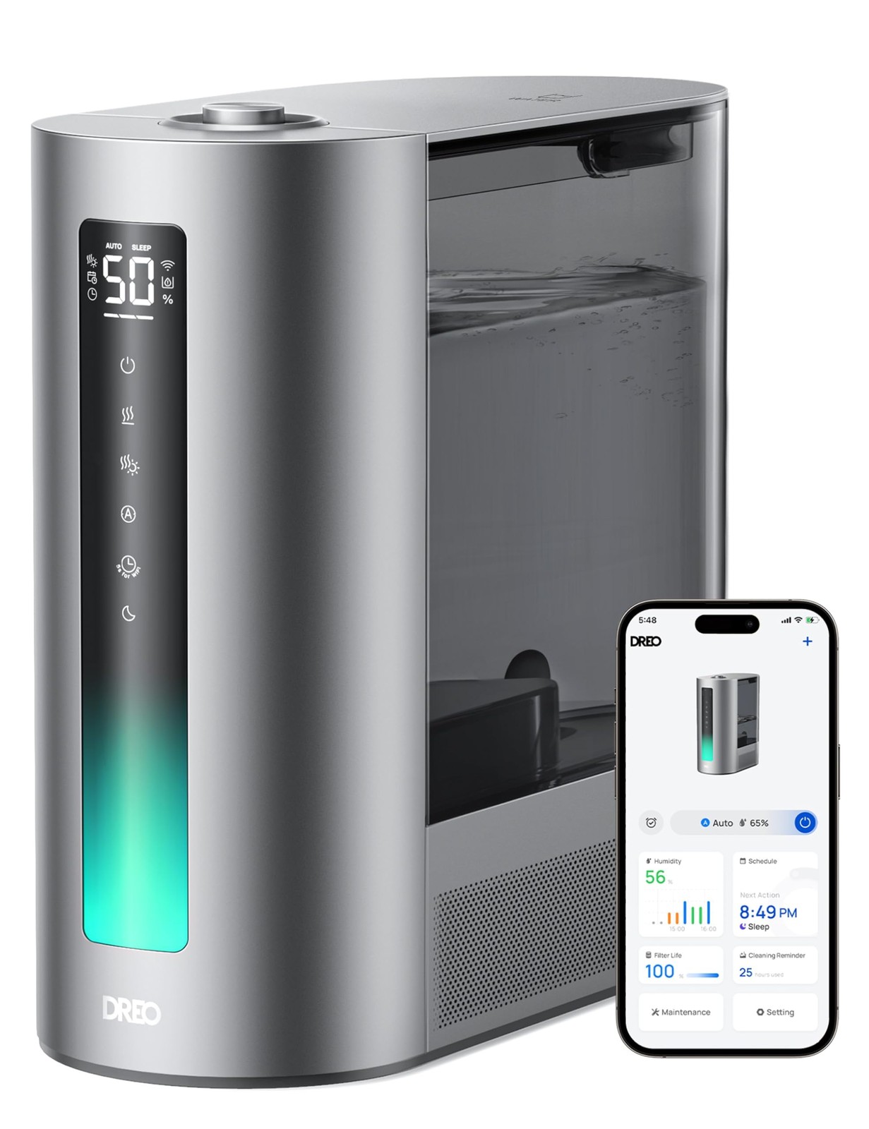 S For Bedroom, Smart Warm  Cool Mist For Large Room, 60hr