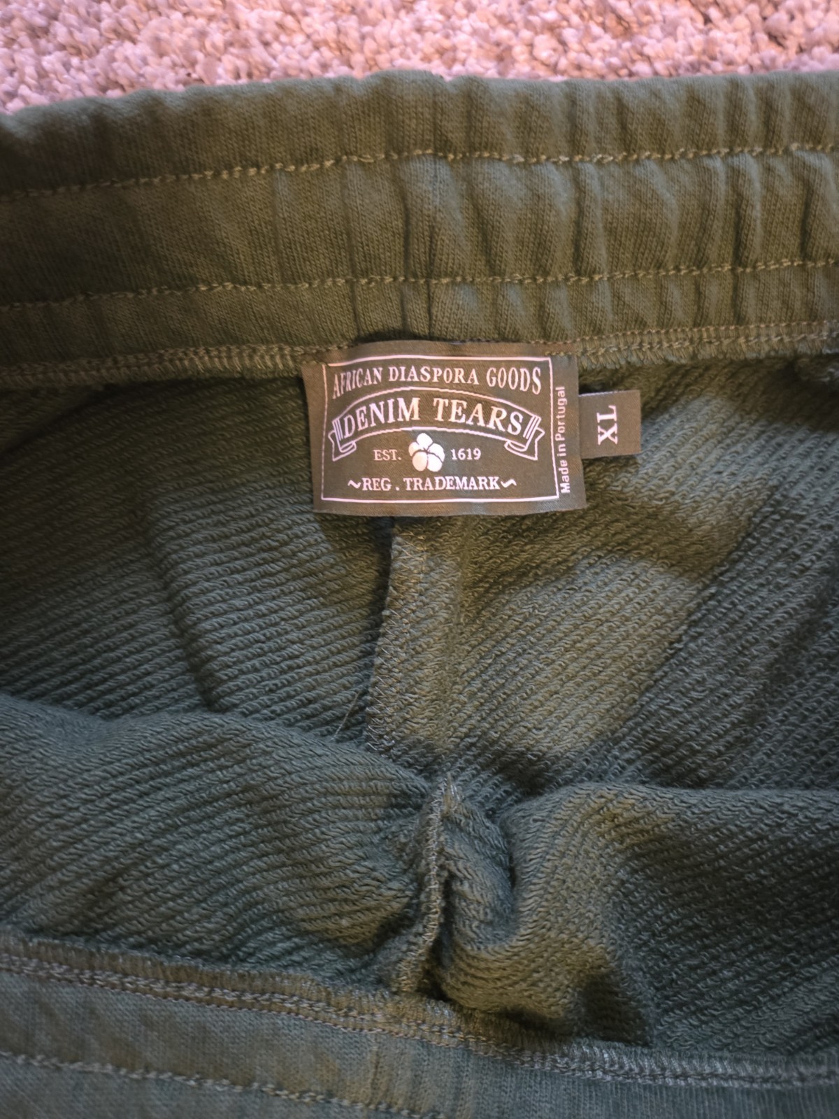 Denim Tears Green Mono Cotton Wreath Sweatpants Size XL -Pine Green