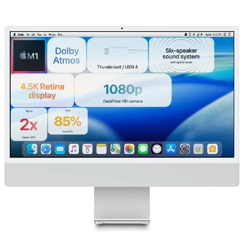 2021 Apple M1 iMac 24" 3.20GHz/16GB/256GB SSD - (Silver) A2438 w/1 Year Warranty