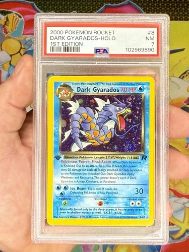 Pokémon Dark Gyarados Holo 1st Edition With Swirl- Team Rocket - PSA 7 Near Mint