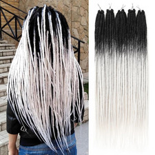20 Strands Synthetic Dreadlock Extensions 24 Inch Black to White Single Ended...