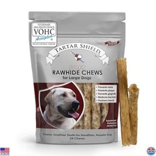 Soft Rawhide Chews for Large Dogs  Dental Treats for Teeth  Fresh Breath 24ct