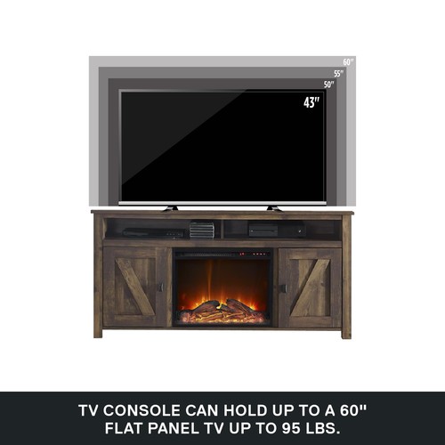 Farmington Electric Fireplace Console for TVs up to 60", Rustic - Picture 7 of 12