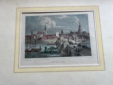 Kitzingen Original Stahlstich Poppel 1870, coloriert