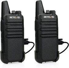 Retevis RT622 PMR446 Walkie Talkie 2 Way Radio Rechargeable Hands Free VOX Black