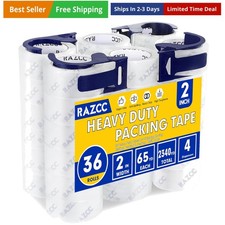 Clear Packing Tape, 36 Rolls Heavy Duty Packaging Tape with Dispensers for Pa...