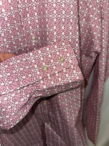 Vintage Men’s Pink Ely Walker Plaza Summer Print Button Down Cotton Shirt Size M - Picture 7 of 10