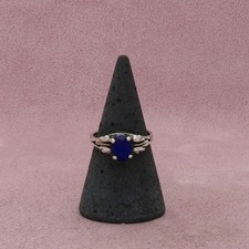 sterling silver vintage oval-cut deep blue topaz ring size 6.75