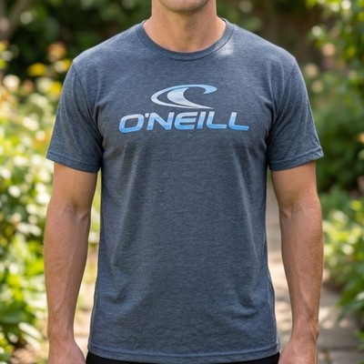ONeill Mens Premium Tee Heather Gray Blue Gradient Logo Surf T-Shirt L
