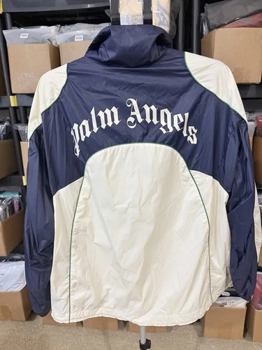 Palm Angels MED Curved Logo Windbreaker Jacket Navy Blue NWT 🔥 $1181 image 10