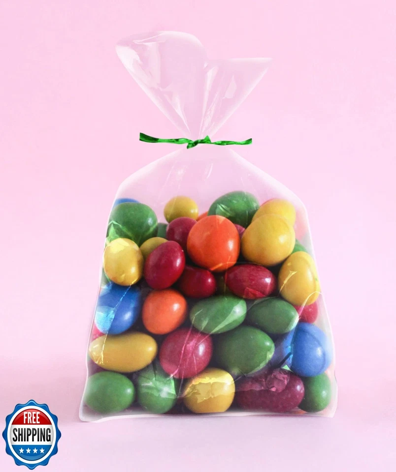 Bolsas de celofán de plástico transparente púrpura Q Crafts con lazos de 4" de color para Foto 4 de 4