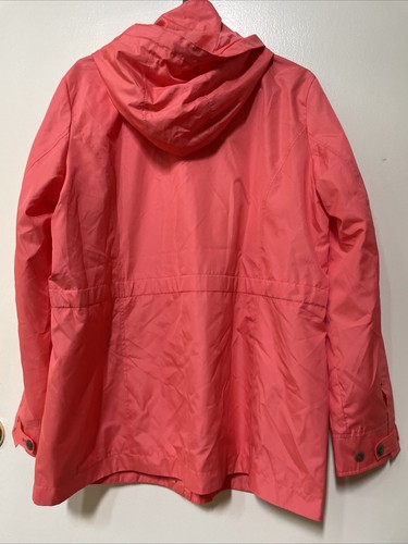 Lands End Fresh Melon Hooded Raincoat Stormtaker Jacket Women’s Size L - Picture 4 of 11