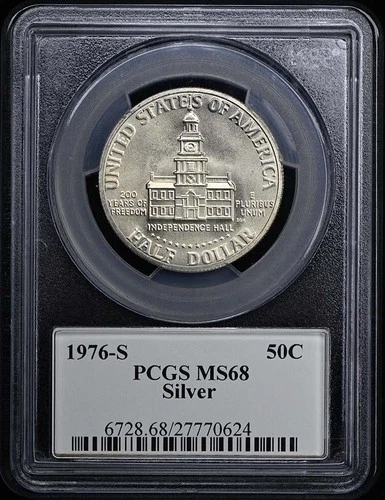1976-S 50C Silver Kennedy Half Dollar Bi-Centennial PCGS MS68