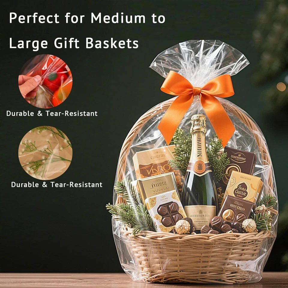 Bolsas grandes de celofán transparente de 12 piezas, envoltura de celofán de 30x40 pulgadas para Halloween... Foto 4 de 4