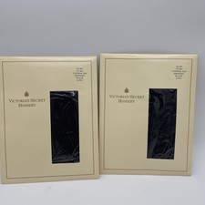 2 Pack VTG Victoria's Secret Hosiery Pantyhose Control Top Midnight Black Long