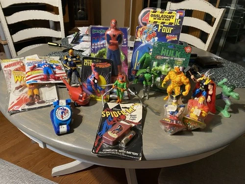 SALE Vintage Marvel Comics Toy Lot 1970s 90s Spider-Man Captain America Hulk Etc