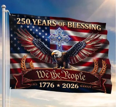 Patriotic We The People 1776-2026 Flag, Christian Eagle USA Banner