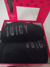 New Juicy Couture Velour Hoodie  Jogger 2pc Set Black Liquorice Studded Sz XXL
