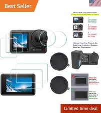 DJI OSMO Action 4 Screen Protector - 9H Tempered Glass Silicone Lens Cap