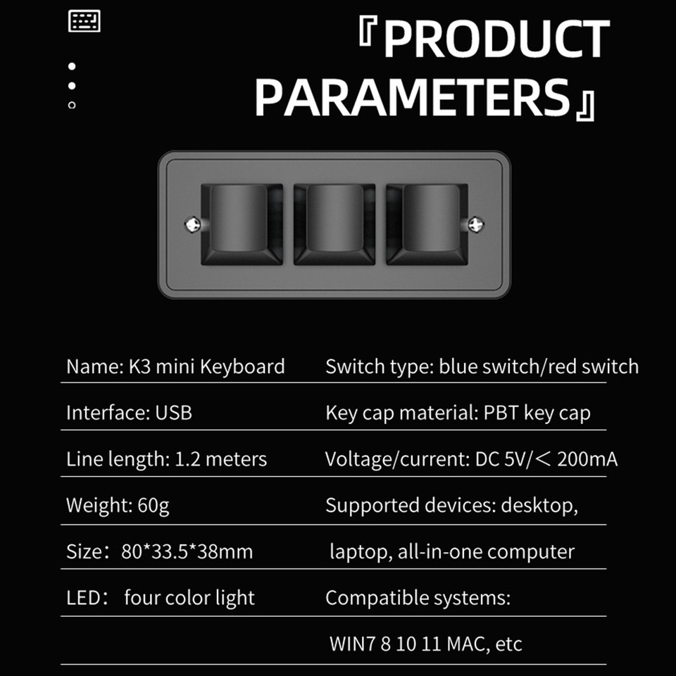 Custom Keypad 3 Keys Programming Macro Keyboard Paste USB8369 | eBay UK