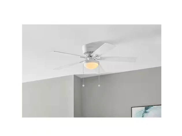 Hampton Bay Hugger II 52" Matte White Low Profile Ceiling Fan 2 LED Bulbs Includ - Image 3 of 4