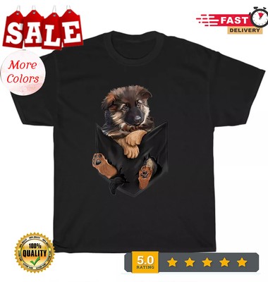 2025/German Shepherd in Pocket Dog Pet Puppy Animal Lover T-Shirt Unisex Tee Gif