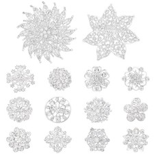 14pc Bridal Rhinestone Crystal Flower Bouquet Corsage Wedding Brooch Pin