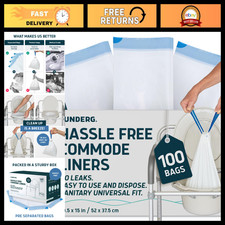 Universal Commode Liners - 100 Count Value Pack, Fits Most Toilets, Leak-Proof