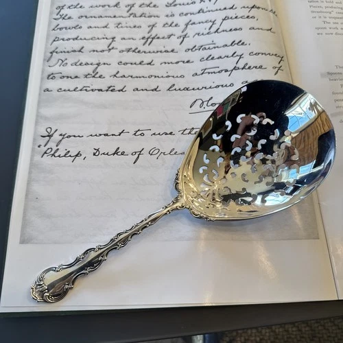 RARE Gorham Strasbourg Sterling Silver Saratoga Chips Pierced Spoon 8 7/8",  LAG