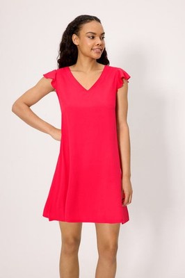 Viskose Stoffkleid schulterfrei 86279 Ysabel Mora Farbe Rot
