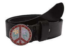 Rave-Craft Leather Belt Gensheimer X-Art Flower Power Love and Peace Black