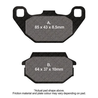 EBC Scooter Organic Brake Pad Set Black (E327) Rear Left for Sym GT 500 2004