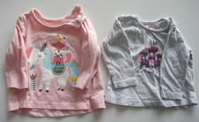 2 x  Nutmeg / Primark Pink / Grey Long Sleeved Tops. Age 0 - 3 months.