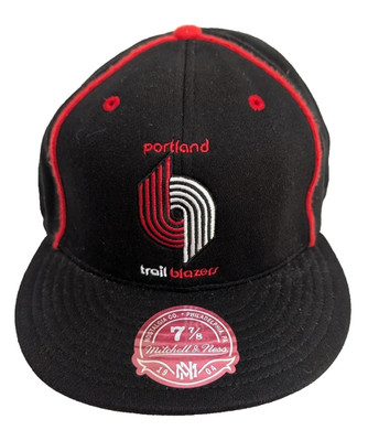 Mitchell & Ness Embroidred NBA Portland Trail Blazers Black Fitted 7 1/8 Hat Cap